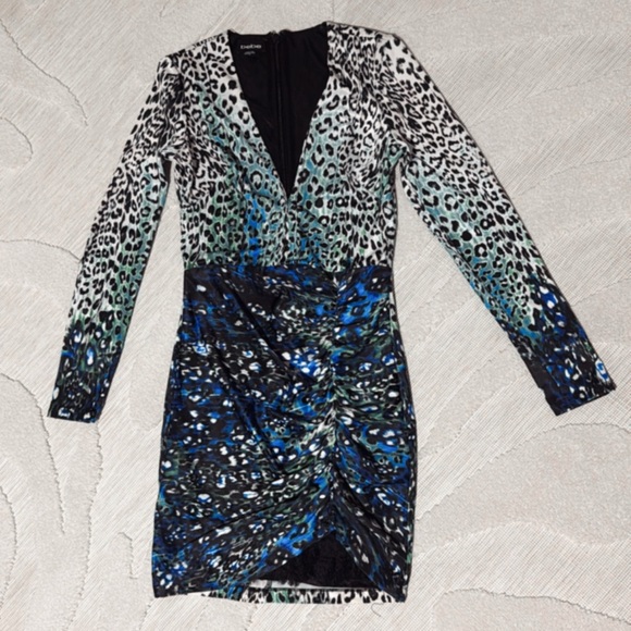 bebe Multicolor Animal Print Long Sleeve Dress - Picture 3 of 4